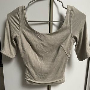Lululemon ribbed micro modal half sleeve shirt in raw linen